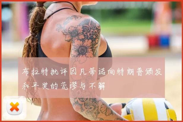 布拉特批评因凡蒂诺向特朗普颁发和平奖的荒谬与不解